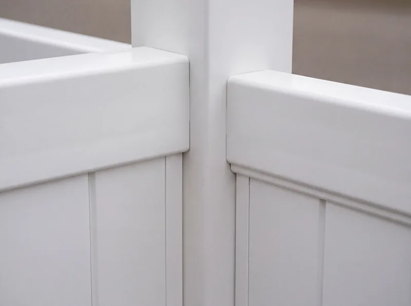 Close-up of vinyl fence panel construction showing durable interlocking design used in Utah County installations